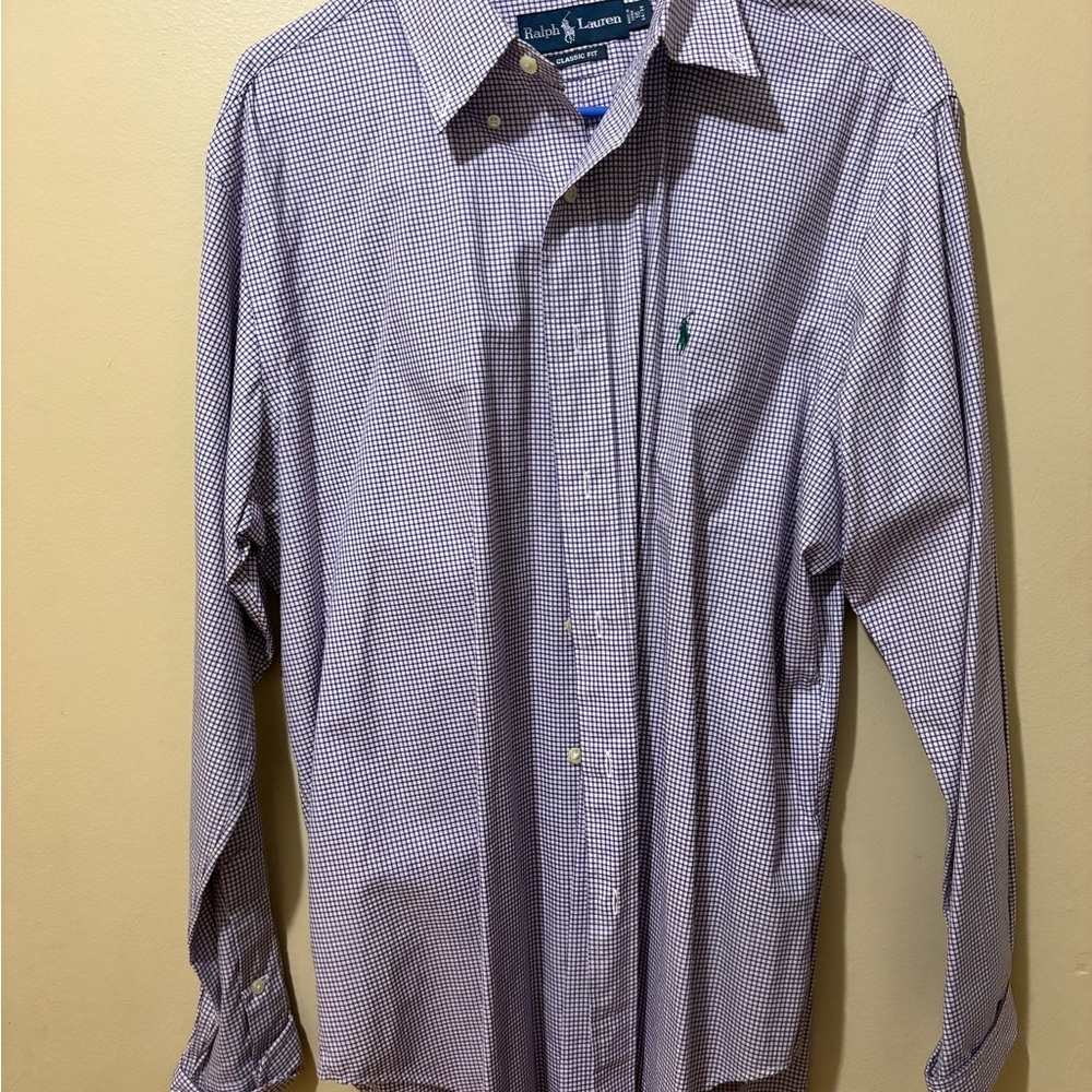 Ralph Lauren Polo - Button Up - Purple with Green Pony Classic Fit Size 16 34/35